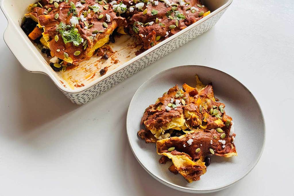Sweet potato mole enchiladas
