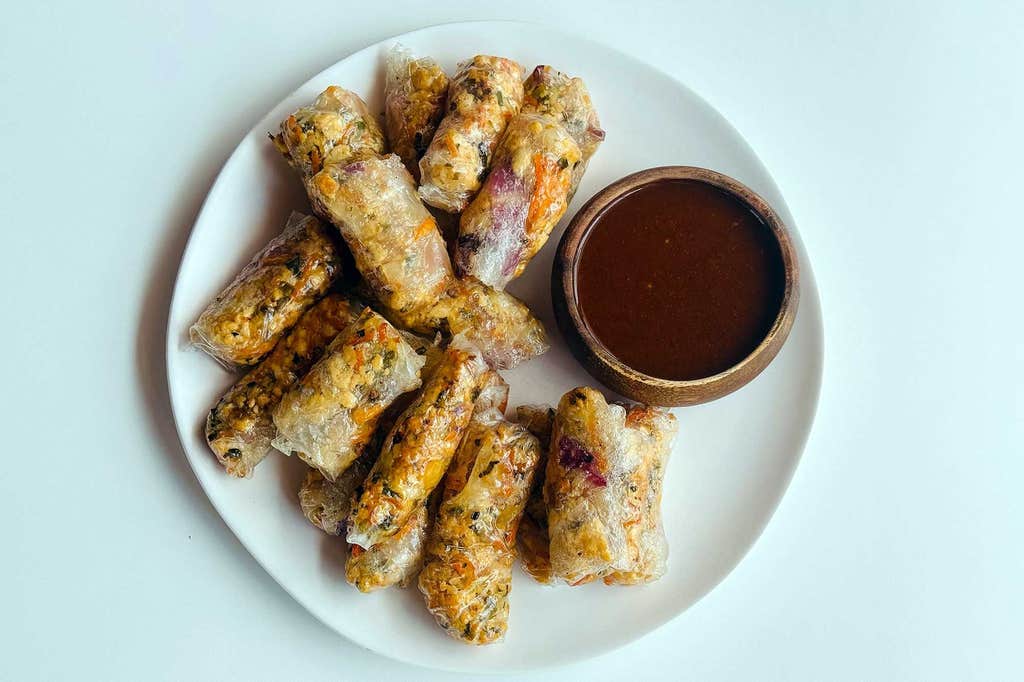 Air-fryer tofu spring rolls