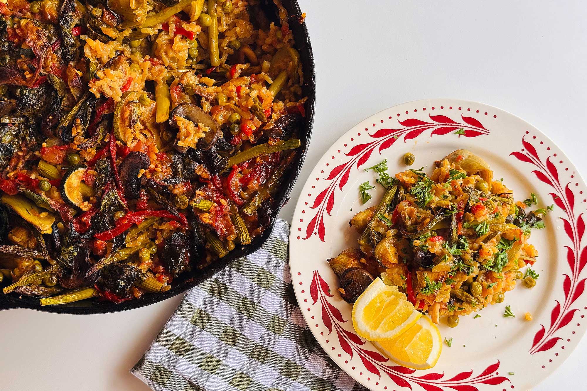 Fridge-cleanout veggie paella