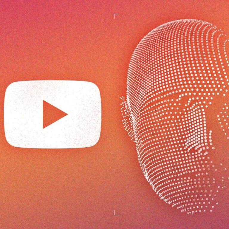 A pixelated face flanked by the Youtube and Creative Artist Agency logo.