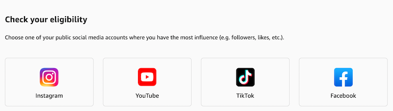 A Step By Step Guide to Becoming an Amazon Influencer - check your social media eligibility on your platforms