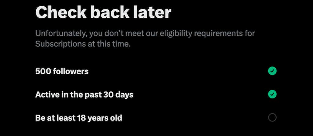 twitter subscriber - eligablity check for signing up to the service
