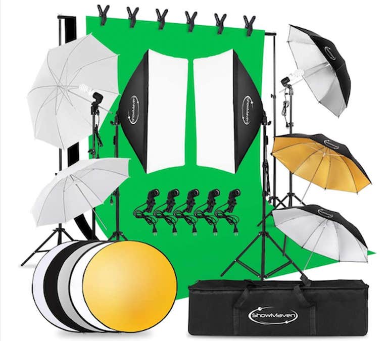 green screen backgrounds - showmaven lighting kit