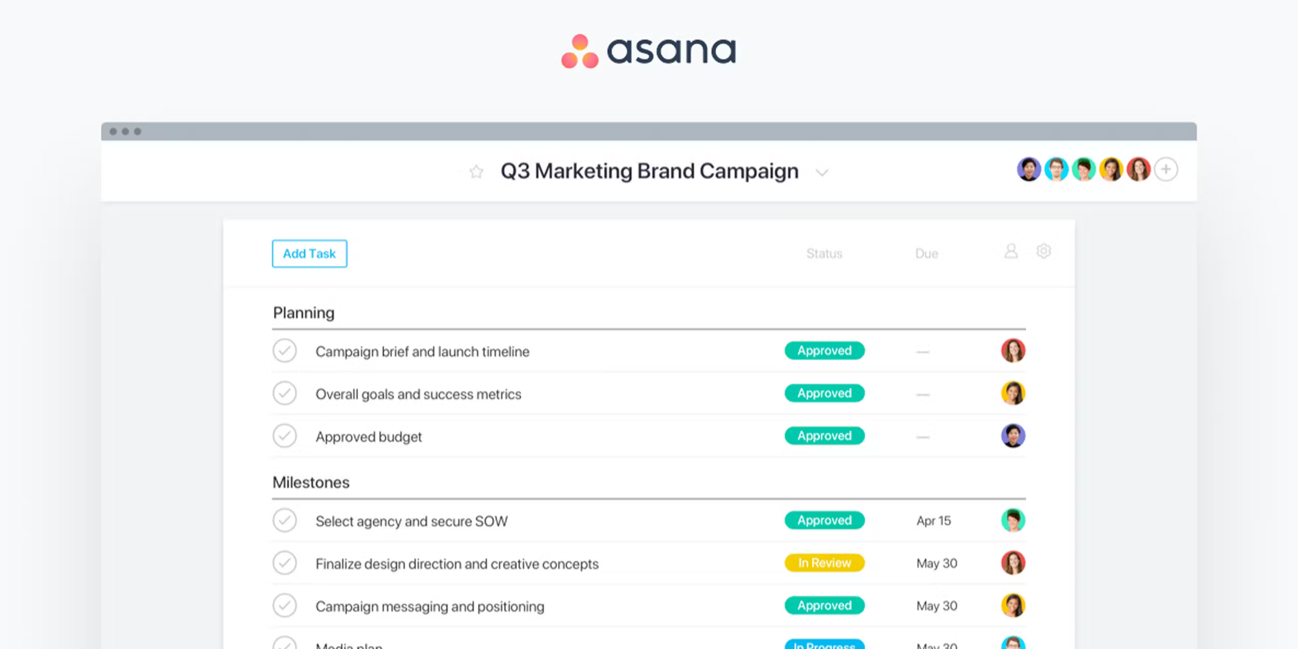Asana Premium workflow application in use.