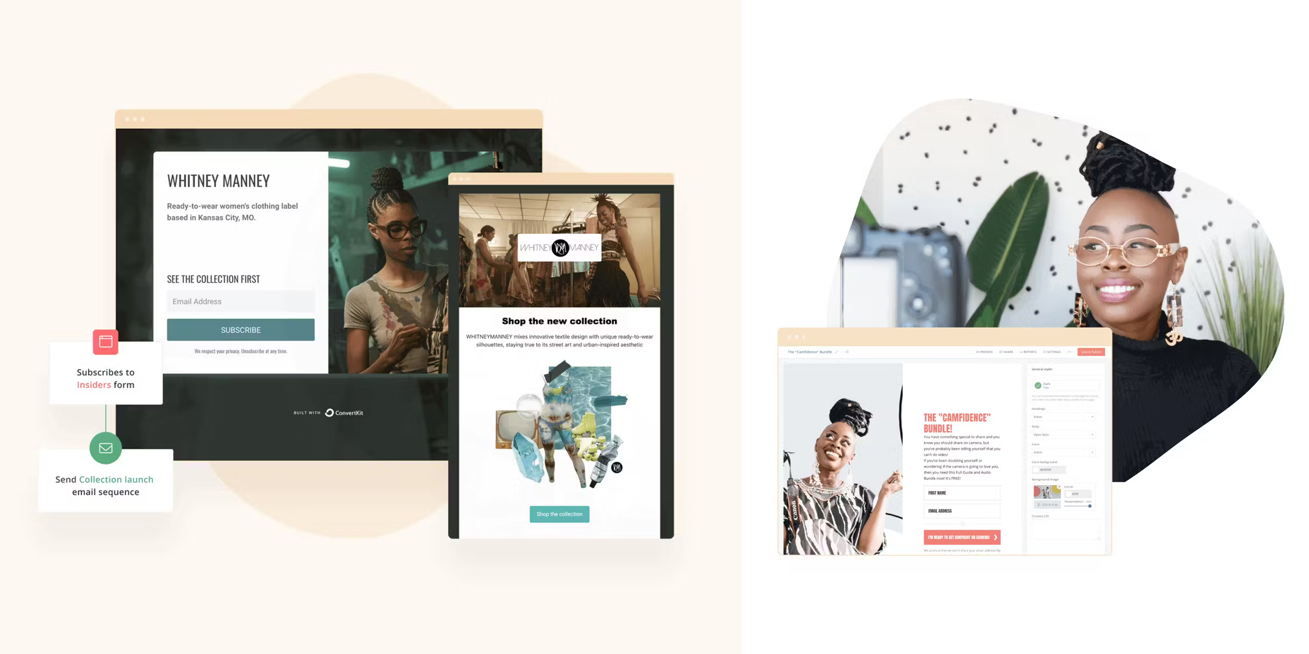 Converkit feature images displaying various artists.