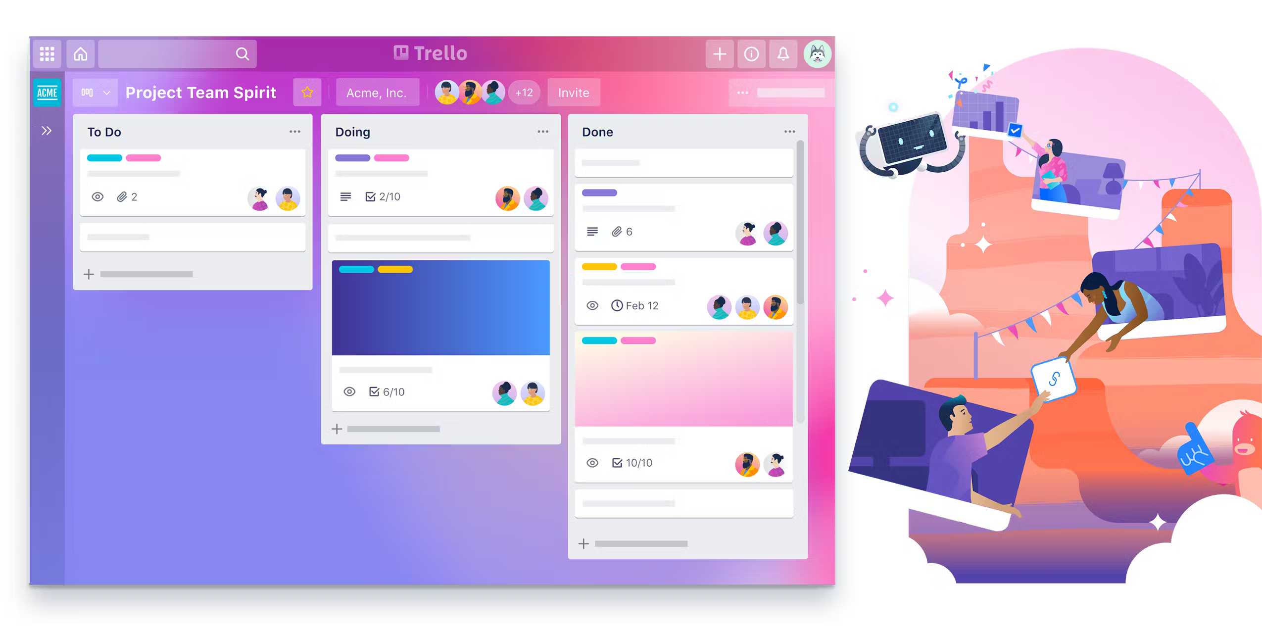 Trello workflow application in use.