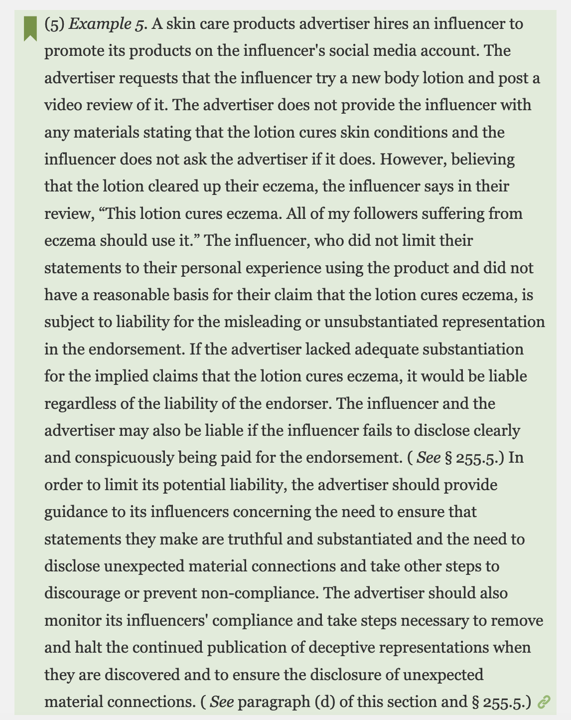 ftc endorsement guidelines - example from the ftc endorsement guidelines
