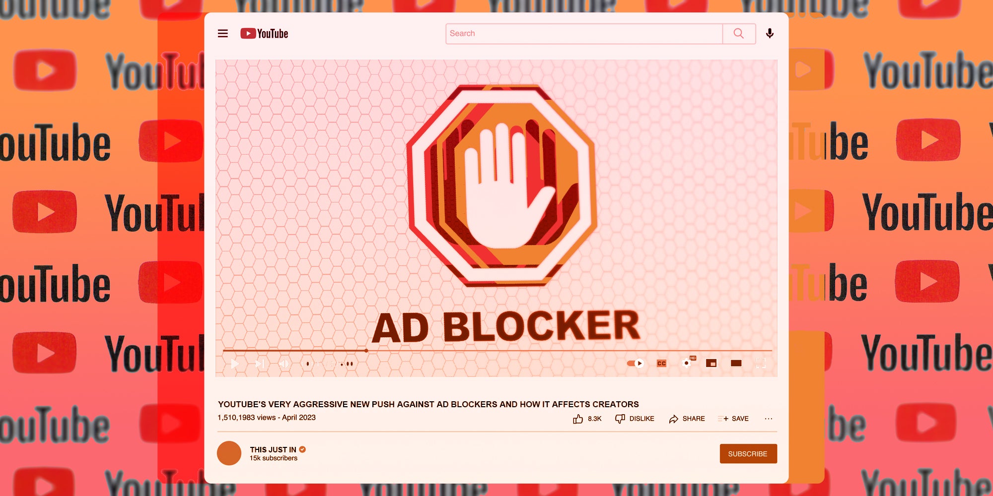 Youtube page with Ad blocker