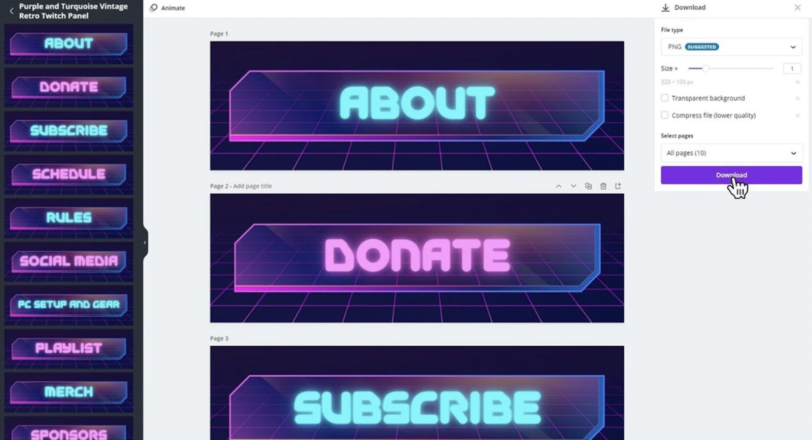 example of the different kinds of buttons you can make in Canva