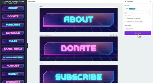 example of the different kinds of buttons you can make in Canva