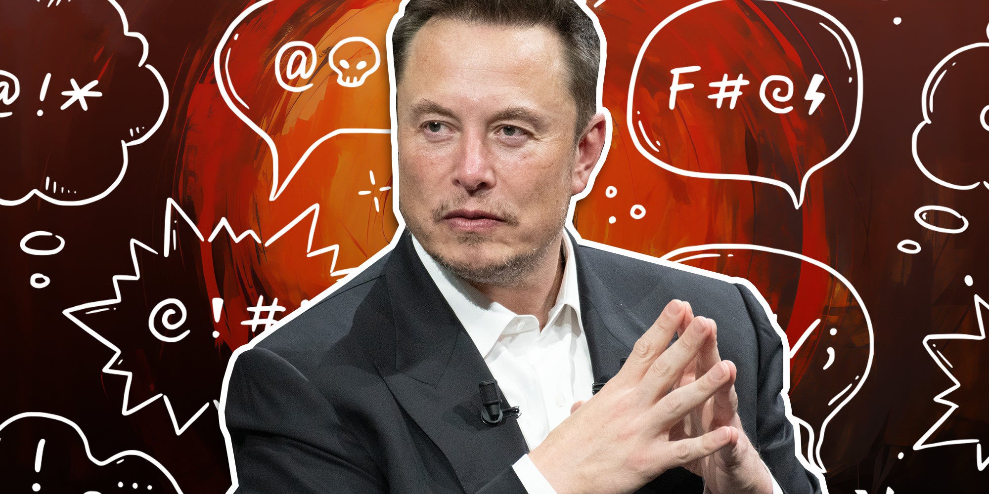 elon musk next to free speech in bubbles