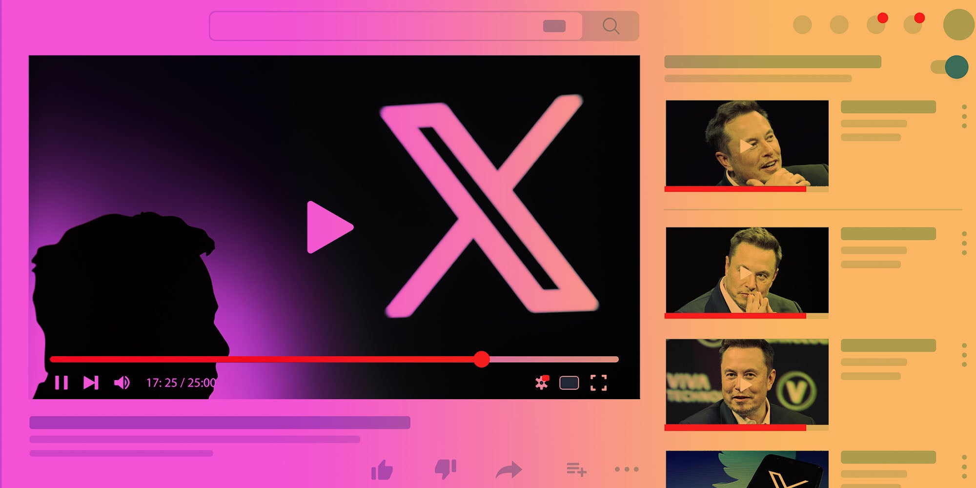 Youtube page with x and elon musk