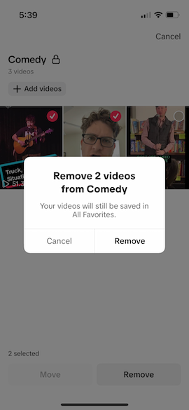 how to edit collections on TikTok - confirm choice