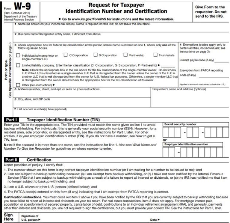 OnlyFans Taxes - W9 Form