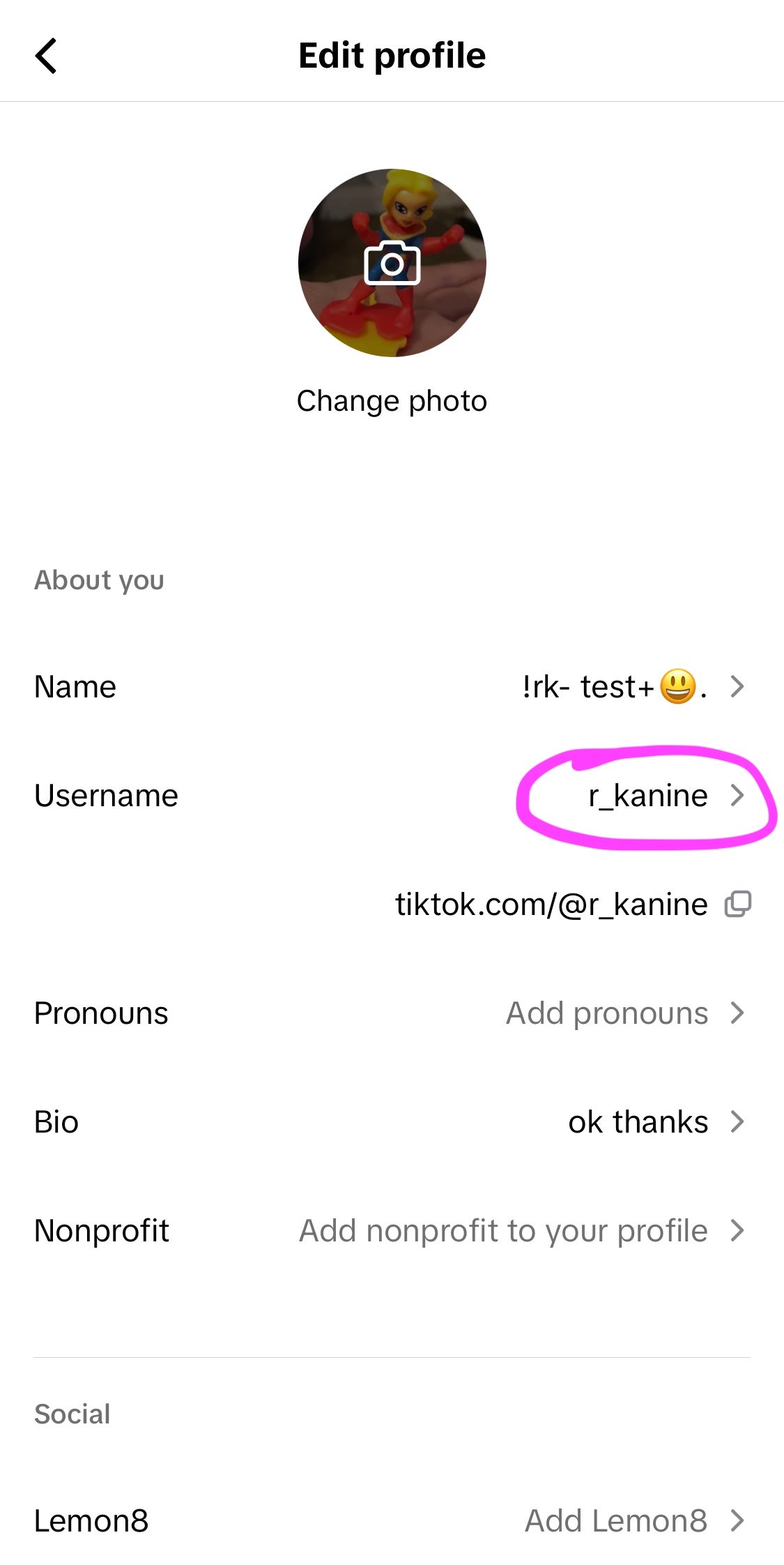Tap Username