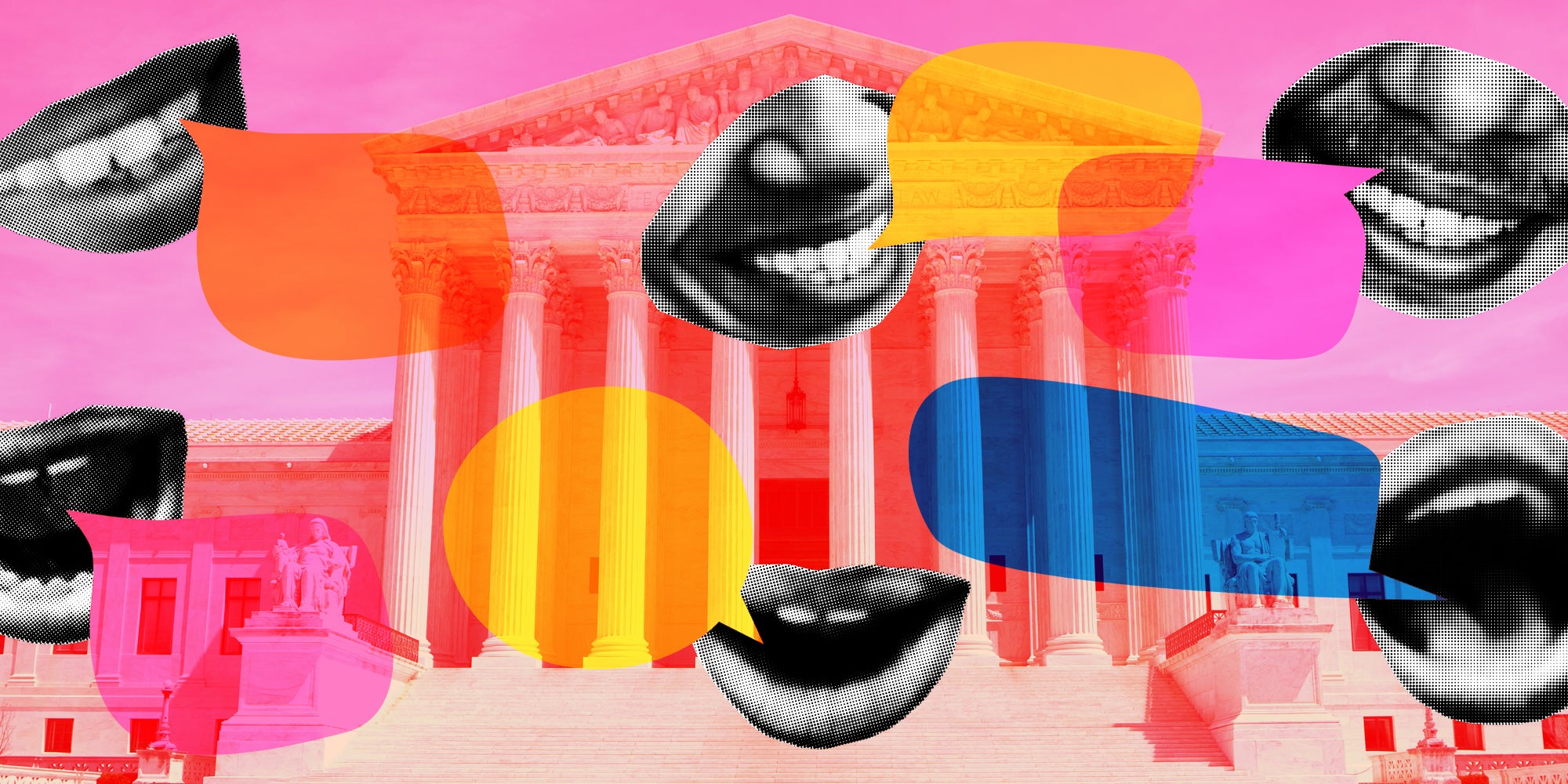 Floating mouths talking over supreme court