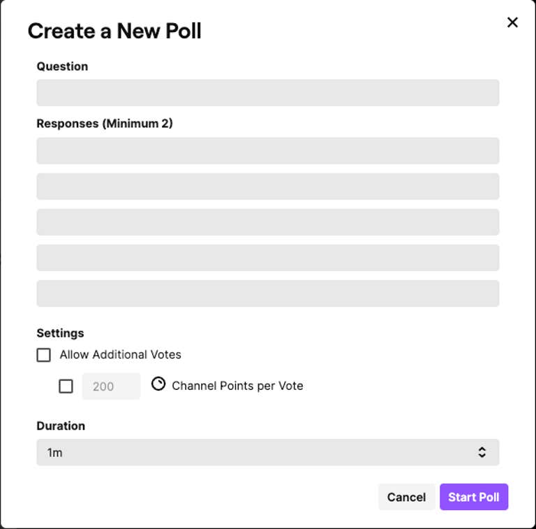 How to make a Twitch poll - creating a new poll 