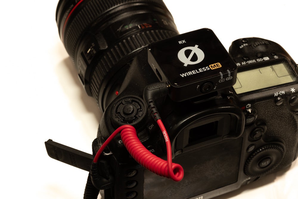 Rode Wireless Me - the Mic attached to a Canon 5D Mark III