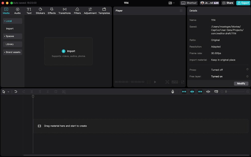 capcut desktop - the workspace provided by capcut desktop for pc or mac