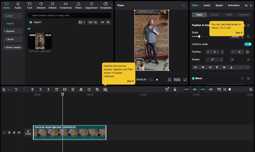 the app will each you how to do things like setting key frames with handy tutorials