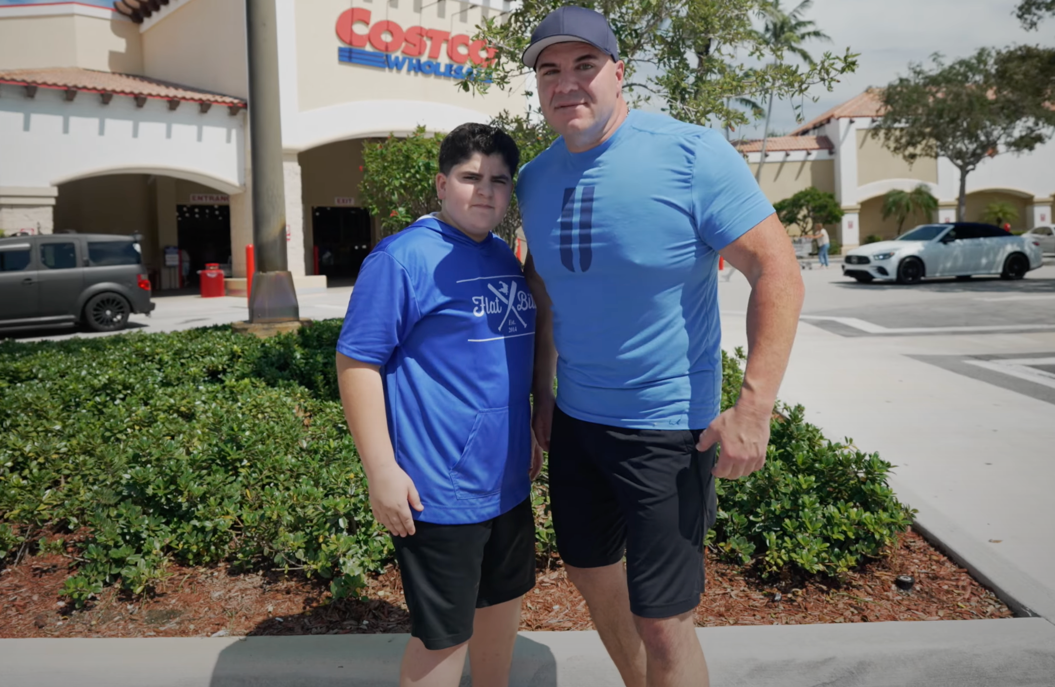 AJ and Big Justice outside Costco