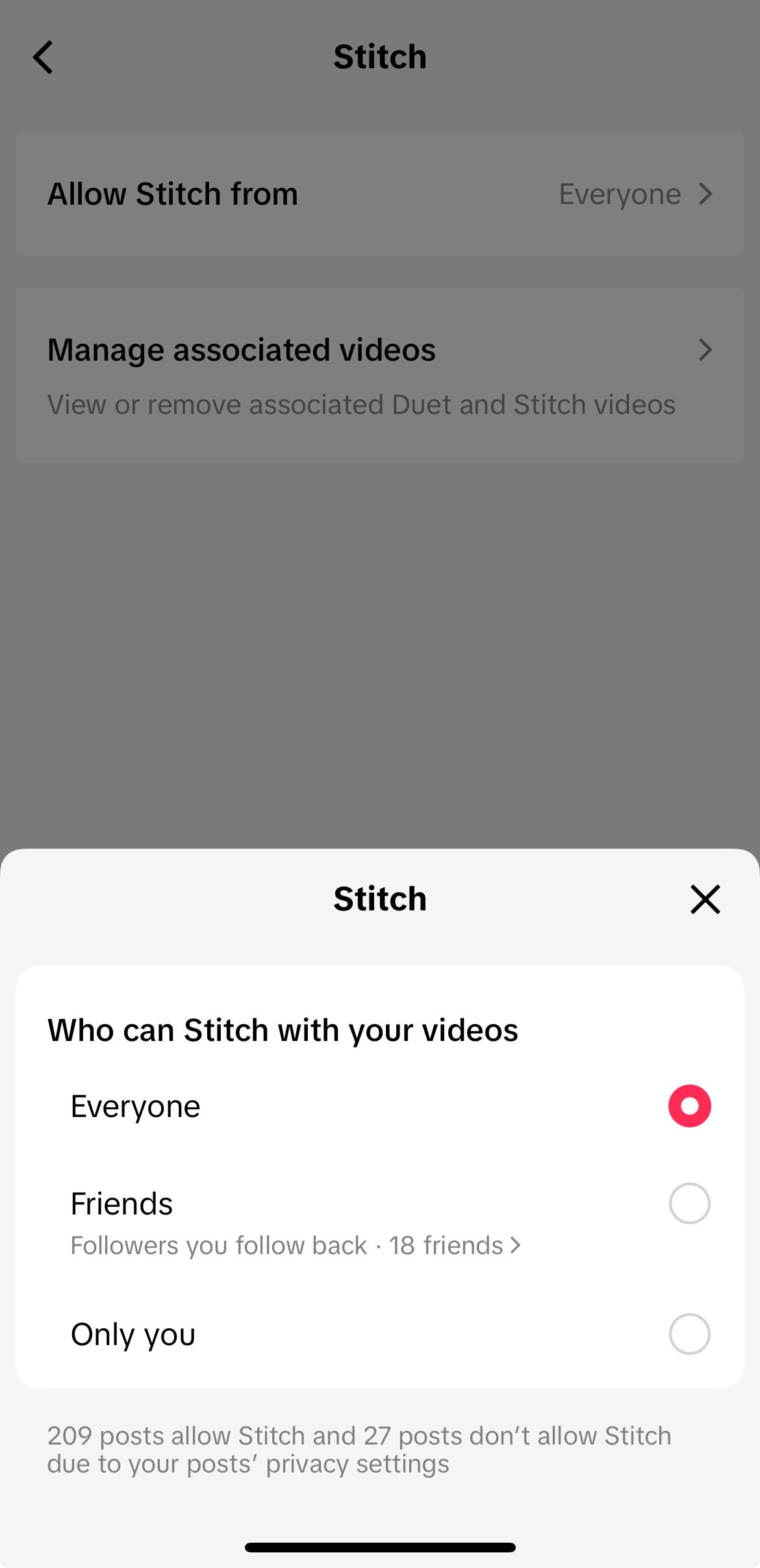 How to stitch on tiktok - setting a tiktok to allow stitching 