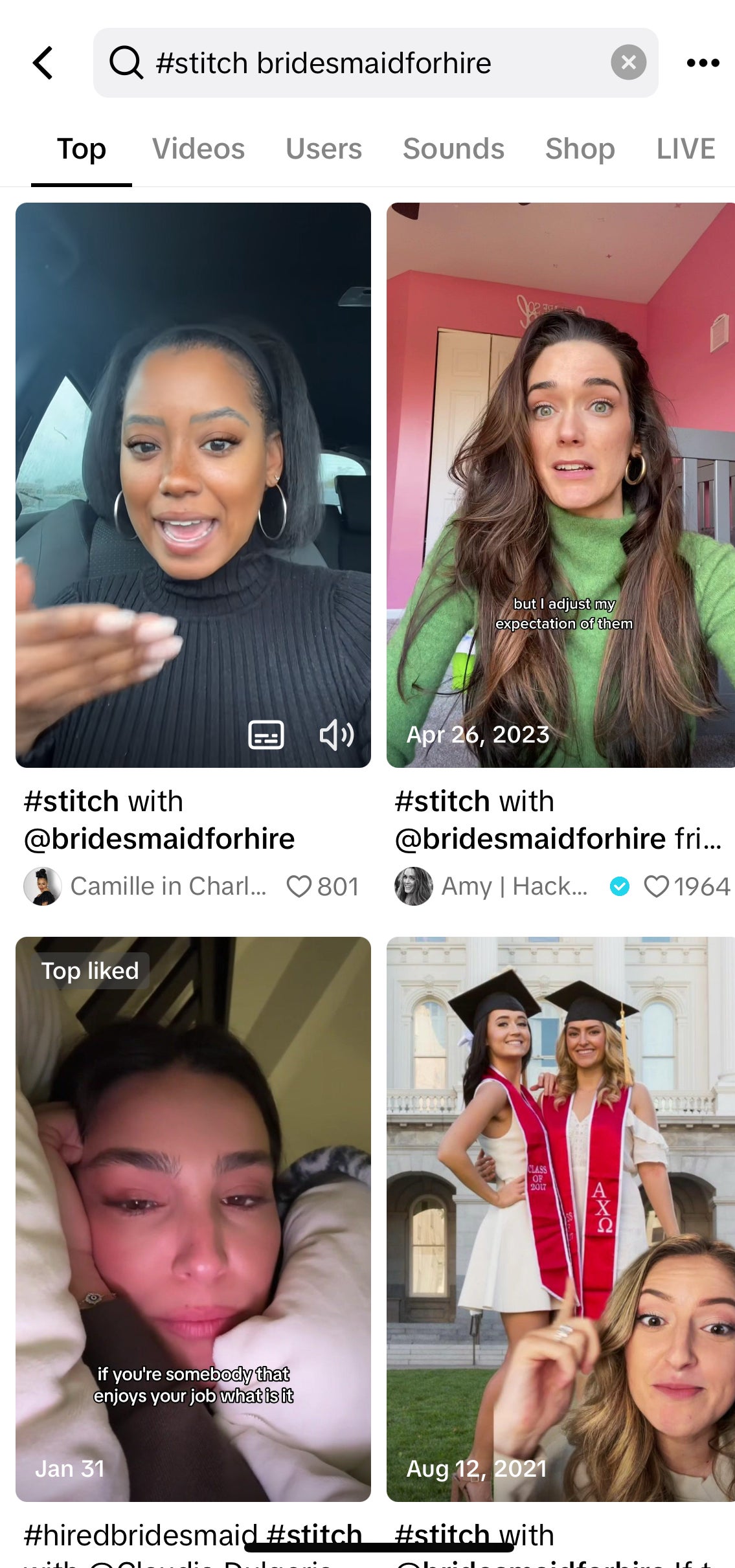 you can see who has stitched your videos and other people can find your video by searching their favorite creators