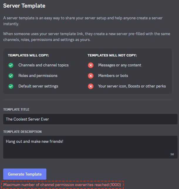 how to create a discord server - discord server template