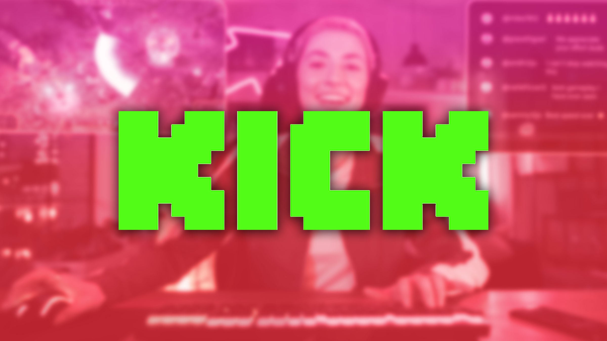 The KICK logo over a photo of a streamer.