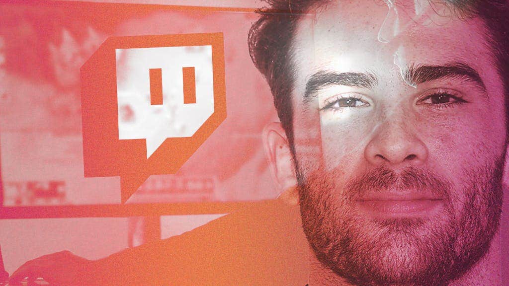 twitch moderation - single design with Twitch logo and a close up of Hasan Piker
