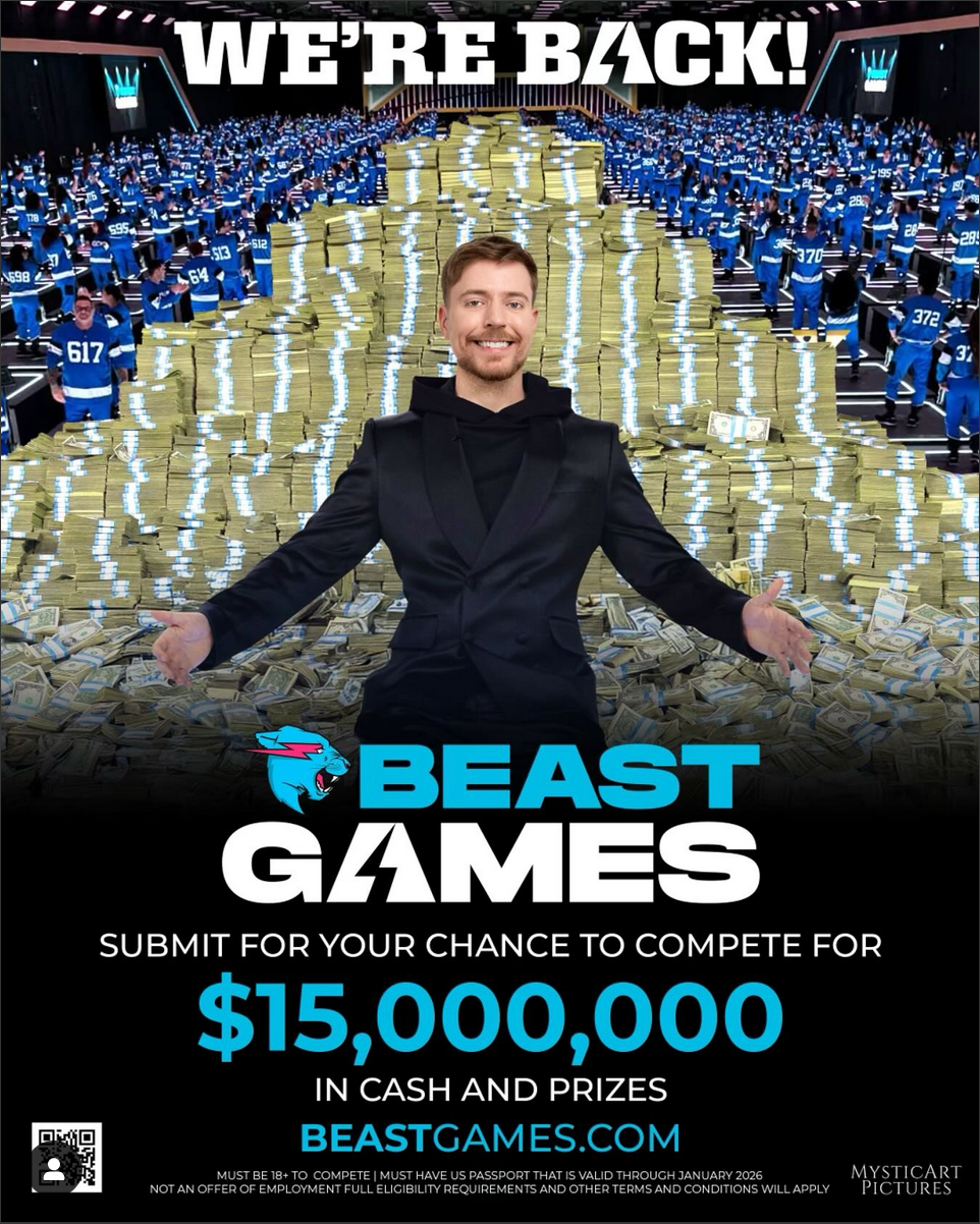beast games season 2 - mrbeast announces prizes for the second season of beast games