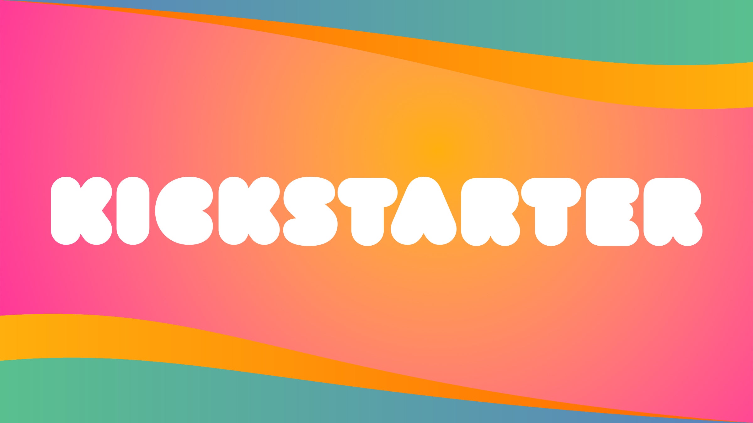 Kickstarter pledge manager - Photo collage of Kickstarter logo on gradient and green blue border