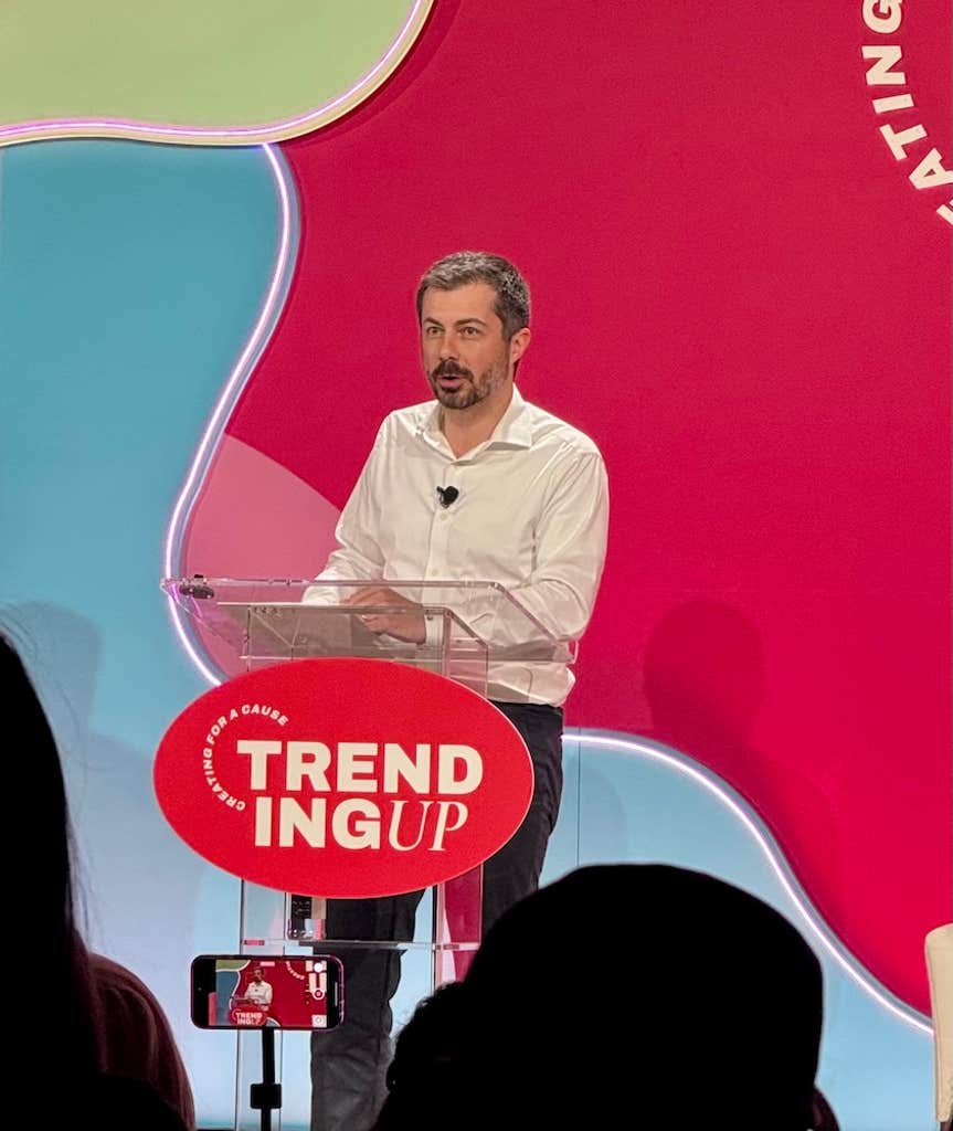 Pete Buttigieg speaking at the Trending Up conference 