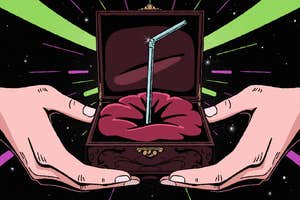 Illustration of a reusable straw presented in a ring box held open by two hands