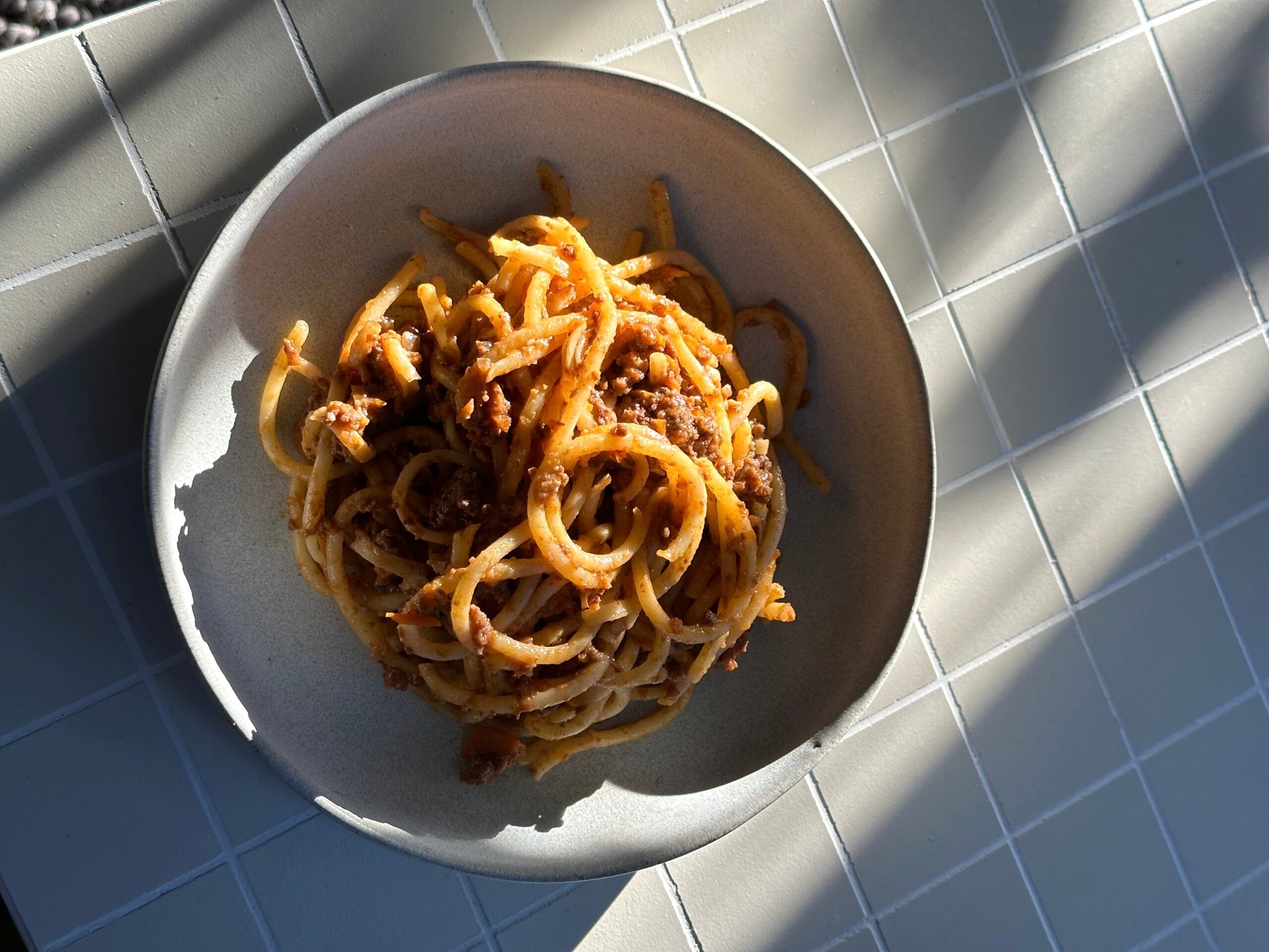 venison bolognese with spaghetti