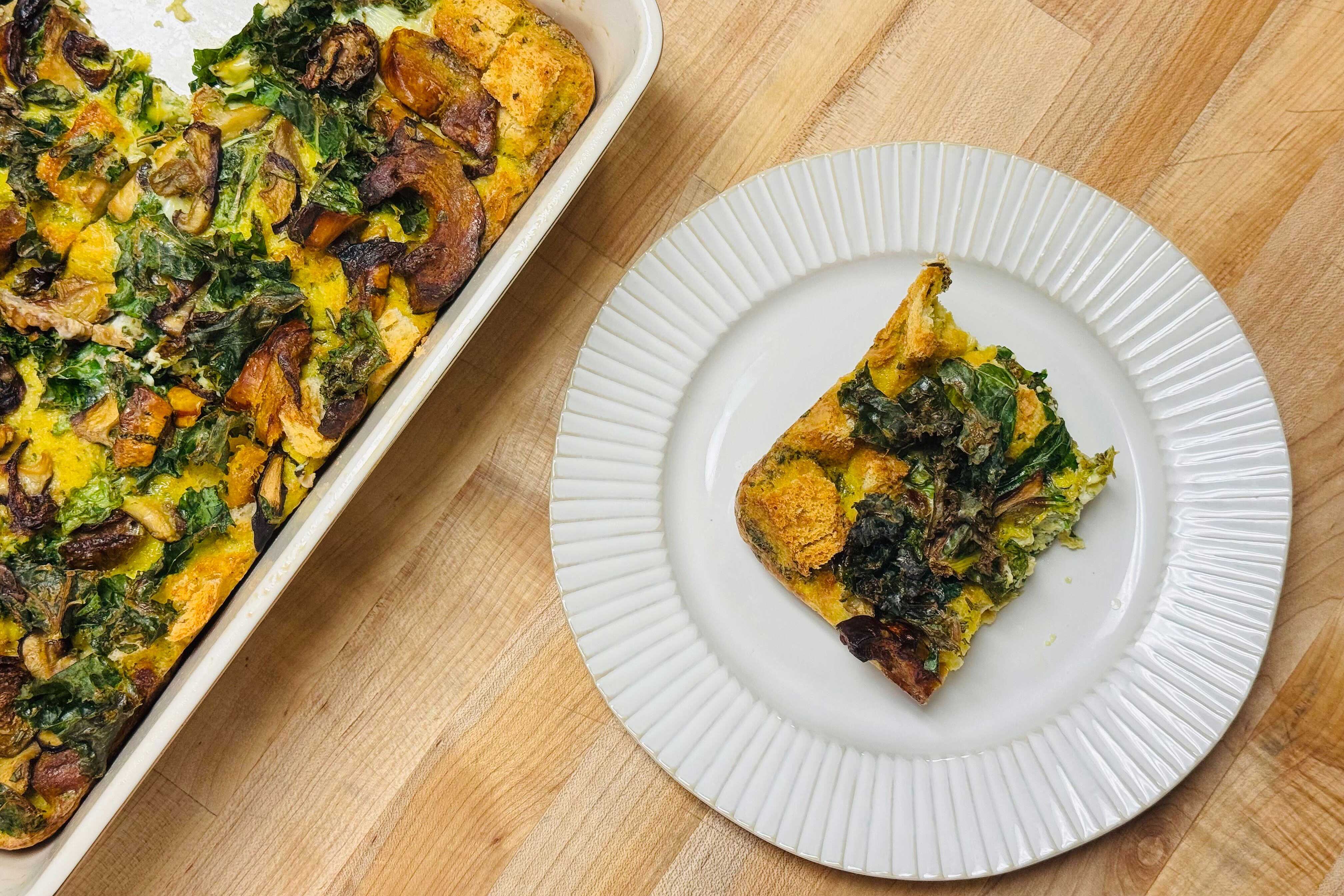 strata on plate and in pan