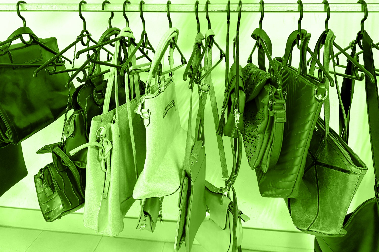 Used handbags in secondhand store