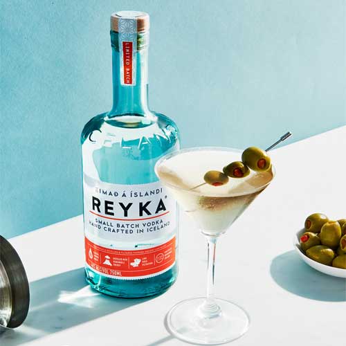 reyka vodka bottle with martini