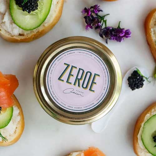 zeroe caviar in tin on table